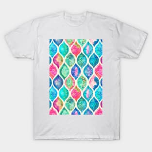 Watercolor Ogee Patchwork Pattern T-Shirt